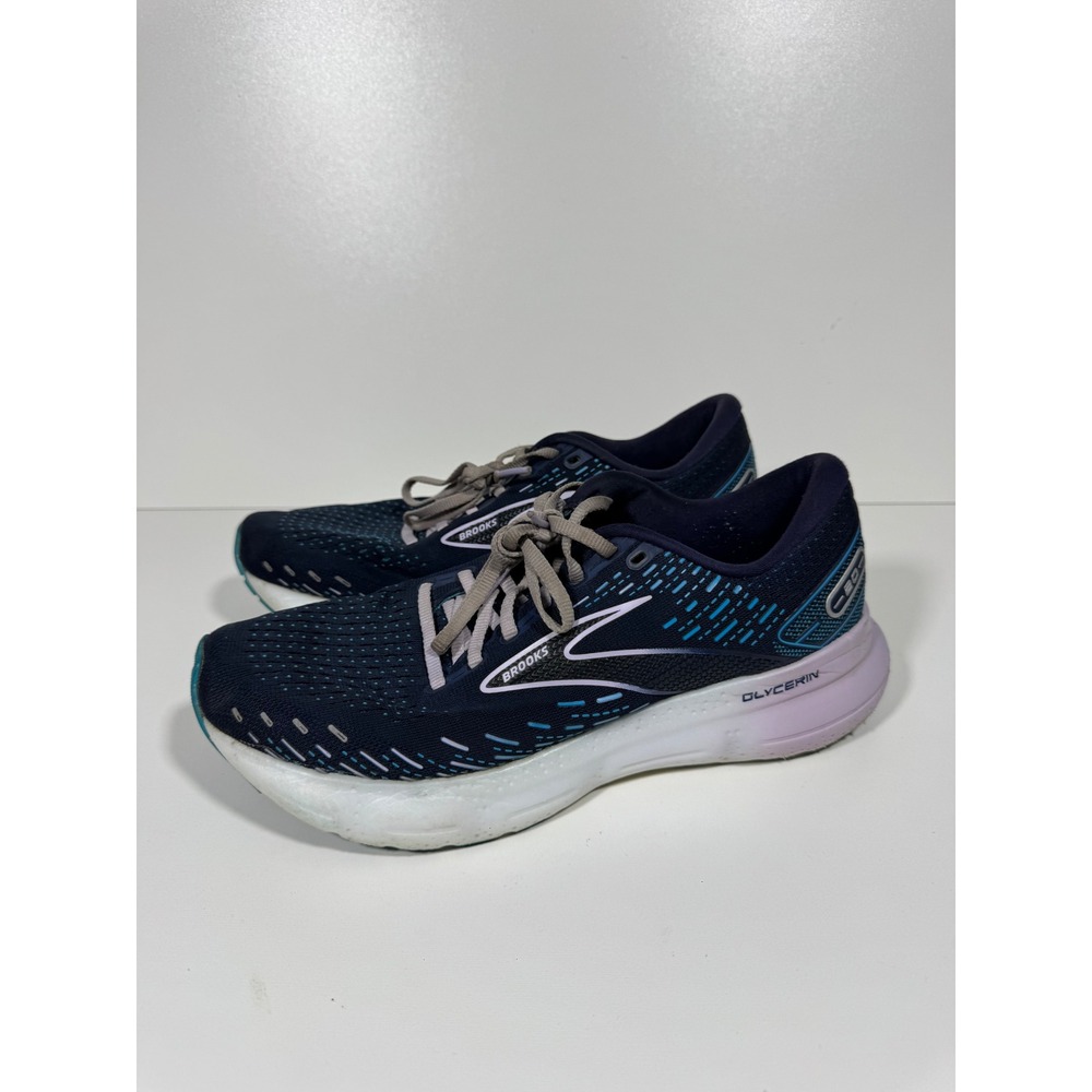 Brooks Running Shoes Glycerin 20 Navy Blue Women 10 Athletic Gym Sneaker